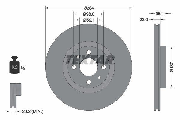 Brake Disc TEXTAR 92055203