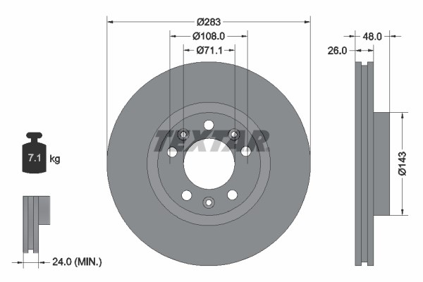 Brake Disc TEXTAR 92111803