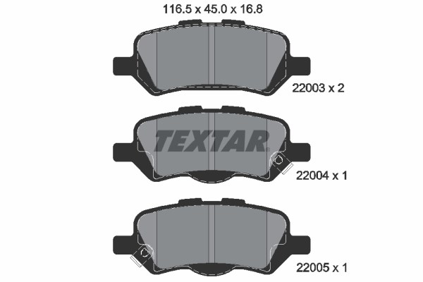 Brake Pad Set, disc brake TEXTAR 2200301
