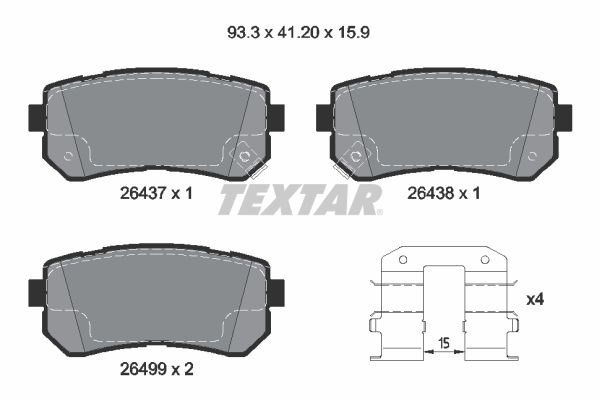 Brake Pad Set, disc brake TEXTAR 2643701