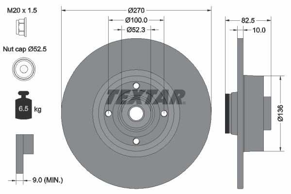 Brake Disc TEXTAR 92154503