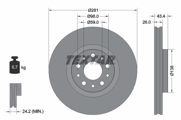 Brake Disc TEXTAR 92304803
