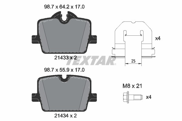 Brake Pad Set, disc brake TEXTAR 2143301