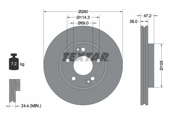 Brake Disc TEXTAR 92161605