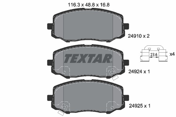 Brake Pad Set, disc brake TEXTAR 2491001