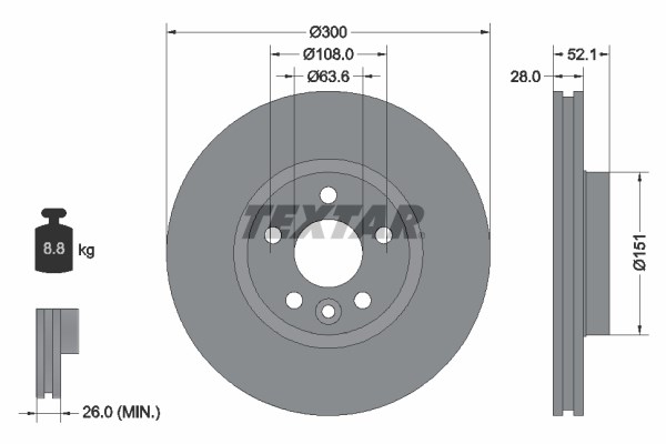 Brake Disc TEXTAR 92159205