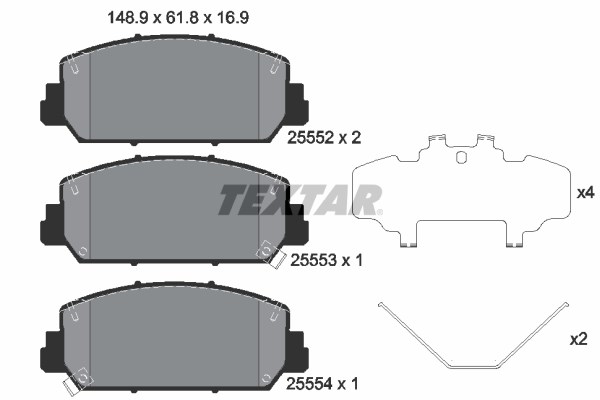 Brake Pad Set, disc brake TEXTAR 2555201