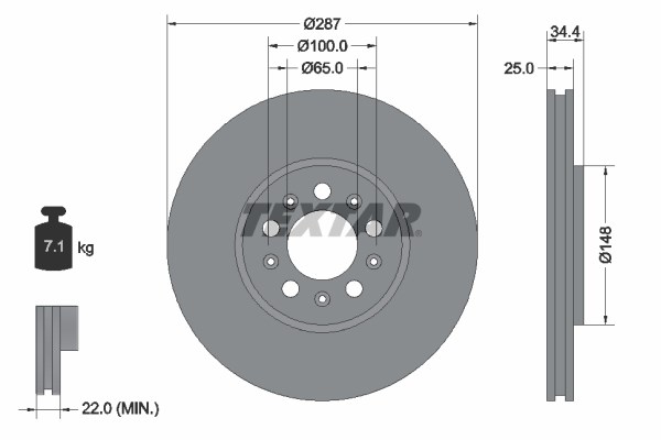 Brake Disc TEXTAR 92106603