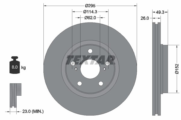 Brake Disc TEXTAR 92163900