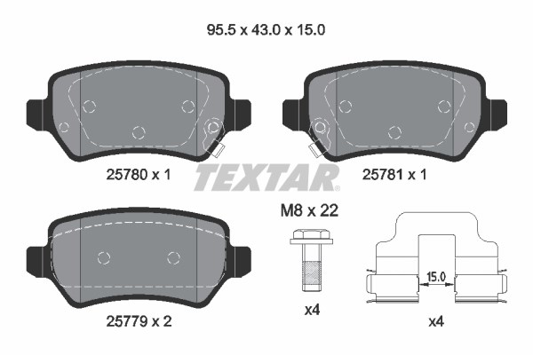 Brake Pad Set, disc brake TEXTAR 2578001