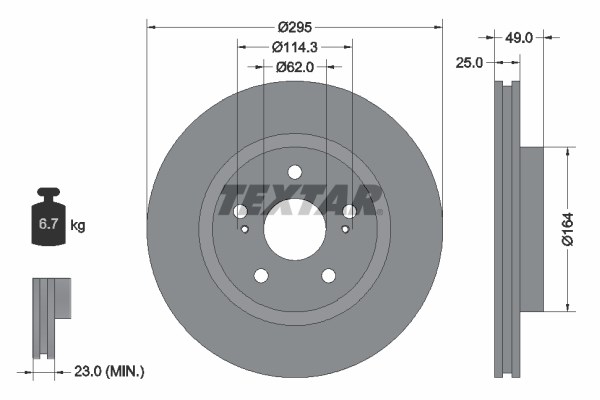 Brake Disc TEXTAR 92156500