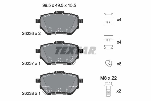 Brake Pad Set, disc brake TEXTAR 2623601