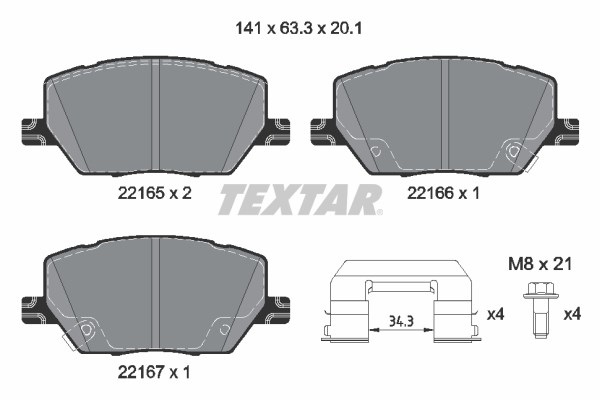 Brake Pad Set, disc brake TEXTAR 2216503