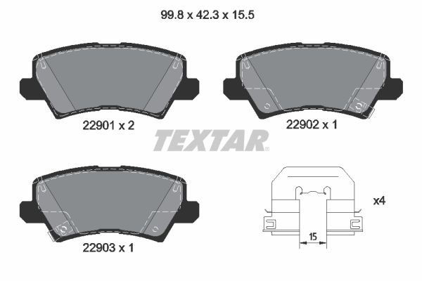 Brake Pad Set, disc brake TEXTAR 2290101