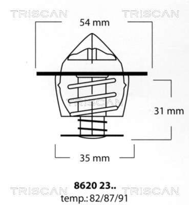 Thermostat, coolant TRISCAN 86202387