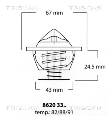 Thermostat, coolant TRISCAN 86203388