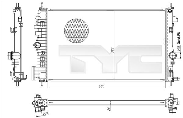 Radiator, engine cooling TYC 725-0047