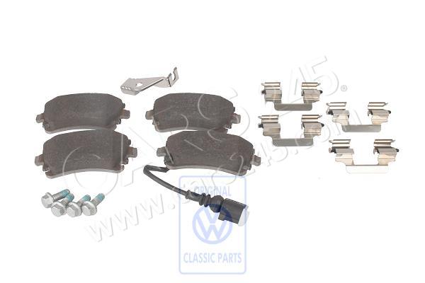 1 set: brake pads with wear indicator for disc brake AUDI / VOLKSWAGEN 7E0698451A
