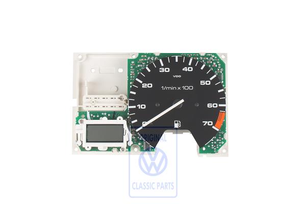 Multi-function indicator with rev.counter and electr.control unit (printed circuit) with plate for oil pressure-, water temperature and water level control AUDI / VOLKSWAGEN 193919044AB
