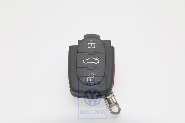 Sender unit for radio- controlled central locking (oval key pad) 3 buttons AUDI / VOLKSWAGEN 1J0959753F