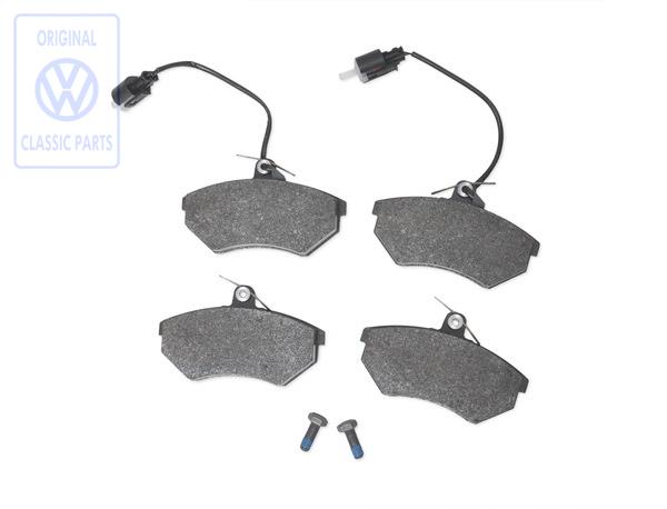 1 set: brake pads with wear indicator for disc brake AUDI / VOLKSWAGEN 357698151F 4