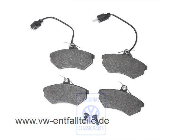 1 set: brake pads with wear indicator for disc brake AUDI / VOLKSWAGEN 357698151F 2