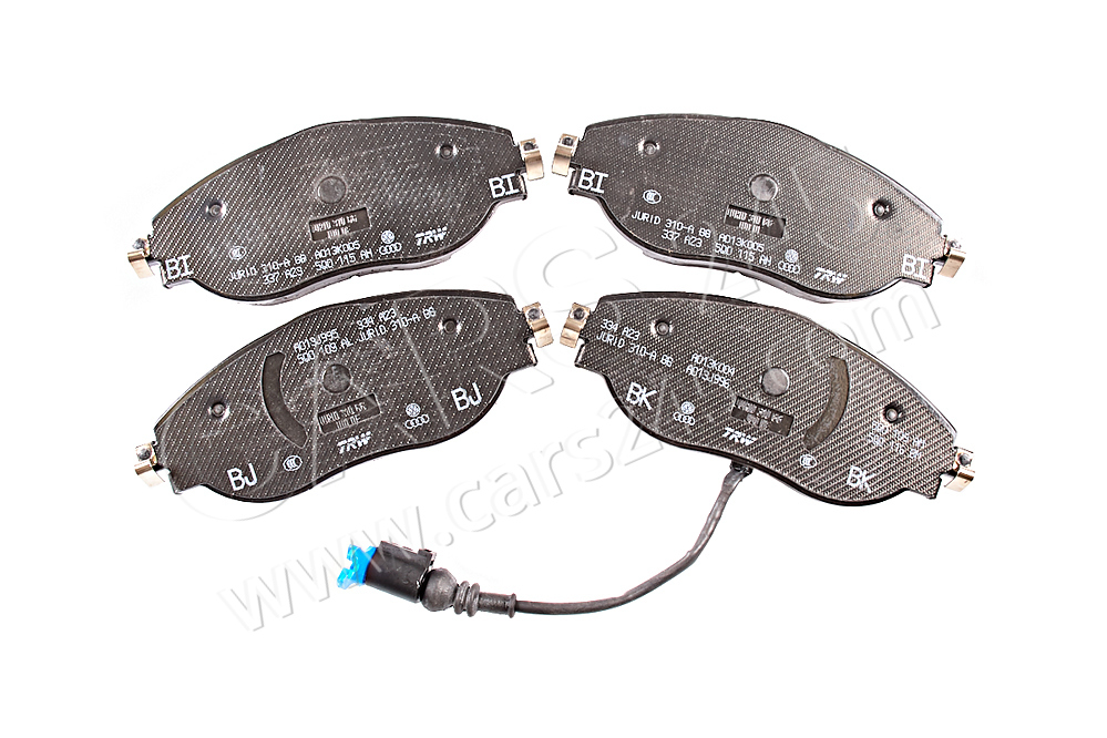 1 set: brake pads with wear indicator for disc brake front AUDI / VOLKSWAGEN 5Q0698151AJ