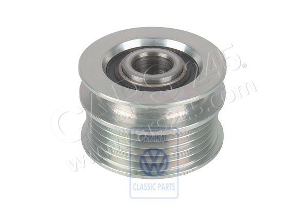 Poly v-belt pulley with freewheel and cover cap SEAT 038903119Q