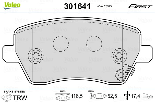 Brake Pad Set, disc brake VALEO 301641