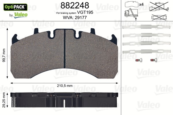 Brake Pad Set, disc brake VALEO 882248