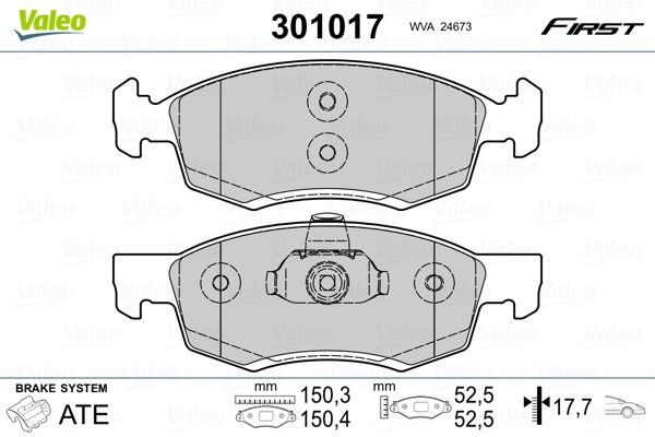 Brake Pad Set, disc brake VALEO 301017