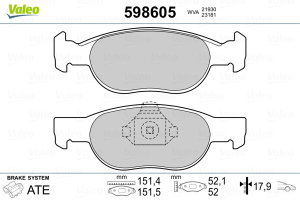 Brake Pad Set, disc brake VALEO 598605
