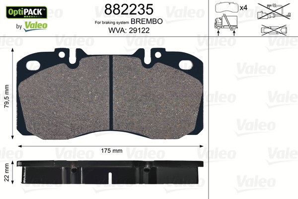 Brake Pad Set, disc brake VALEO 882235