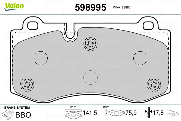 Brake Pad Set, disc brake VALEO 598995