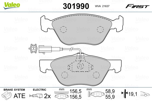 Brake Pad Set, disc brake VALEO 301990