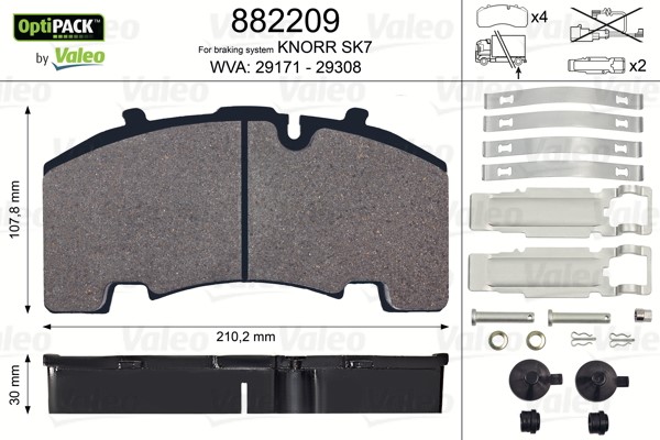 Brake Pad Set, disc brake VALEO 882209