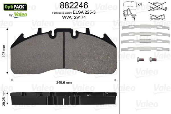 Brake Pad Set, disc brake VALEO 882246