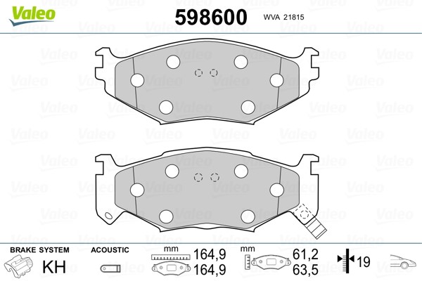 Brake Pad Set, disc brake VALEO 598600