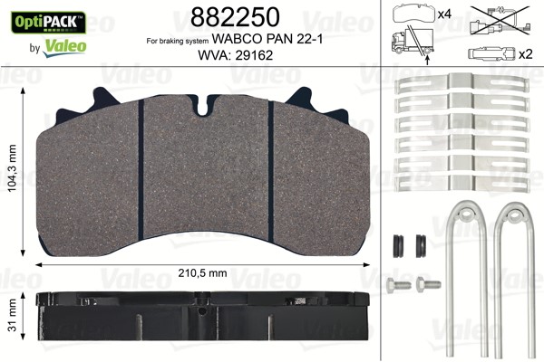 Brake Pad Set, disc brake VALEO 882250