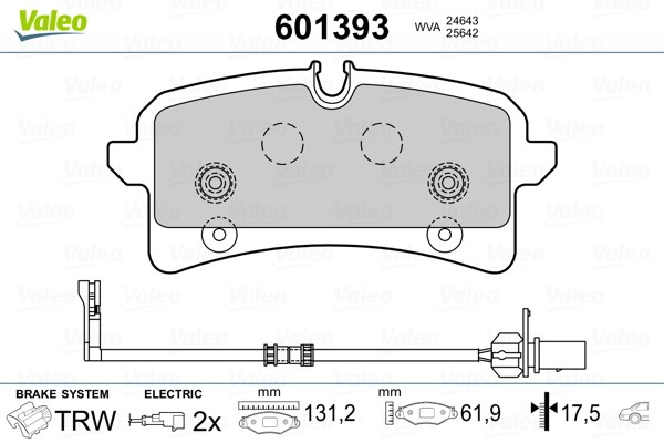 Brake Pad Set, disc brake VALEO 601393