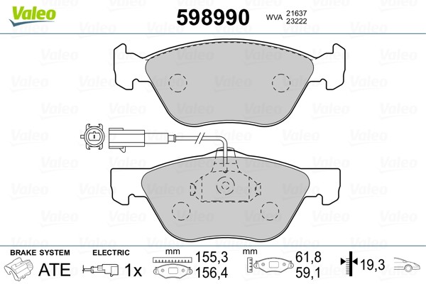 Brake Pad Set, disc brake VALEO 598990