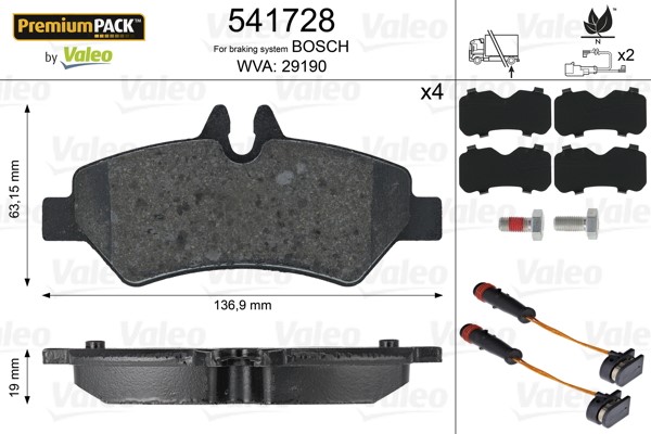 Brake Pad Set, disc brake VALEO 541728