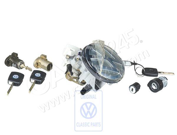 1 set lock cylinders for door handle, rear flap, ignition switch, glove compartment lid and back- rest Volkswagen Classic 1C0800375BJ