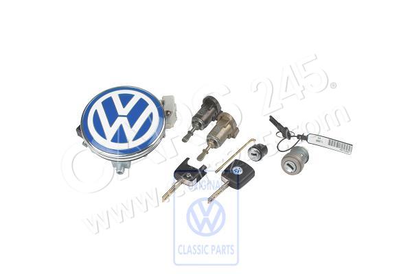 1 set lock cylinders for door handle, rear flap, ignition switch, glove compartment lid and back- rest Volkswagen Classic 1C9800375A