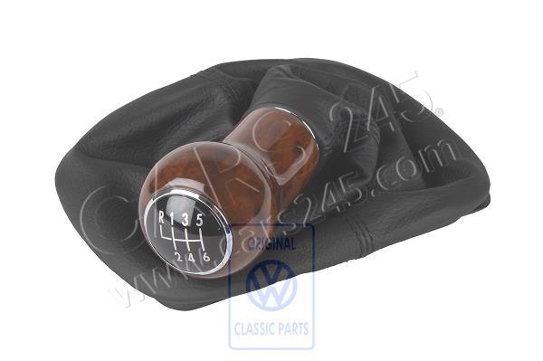 Gearstick knob(wood) with boot for gearstick lever (leather) Volkswagen Classic 1J0711113SFXZ