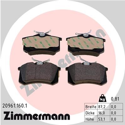 Brake Pad Set, disc brake ZIMMERMANN 209611601