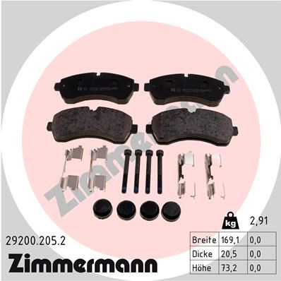 Brake Pad Set, disc brake ZIMMERMANN 292002052
