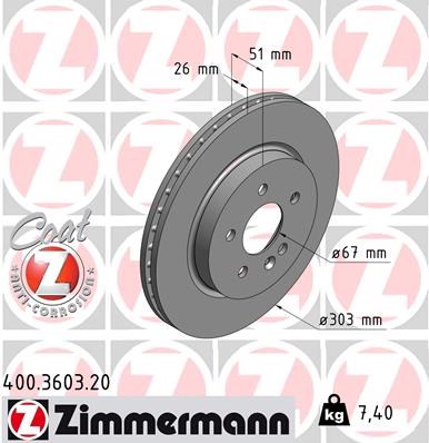 Brake Disc ZIMMERMANN 400360320