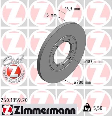 Brake Disc ZIMMERMANN 250135920