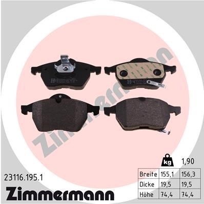 Brake Pad Set, disc brake ZIMMERMANN 231161951